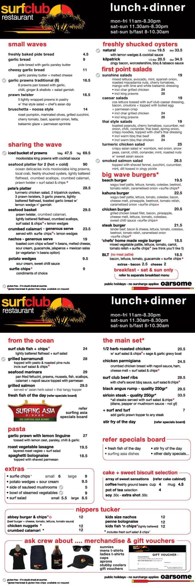 2018 10 02 Noosa Surf Club Menu Lunch And Dinner01