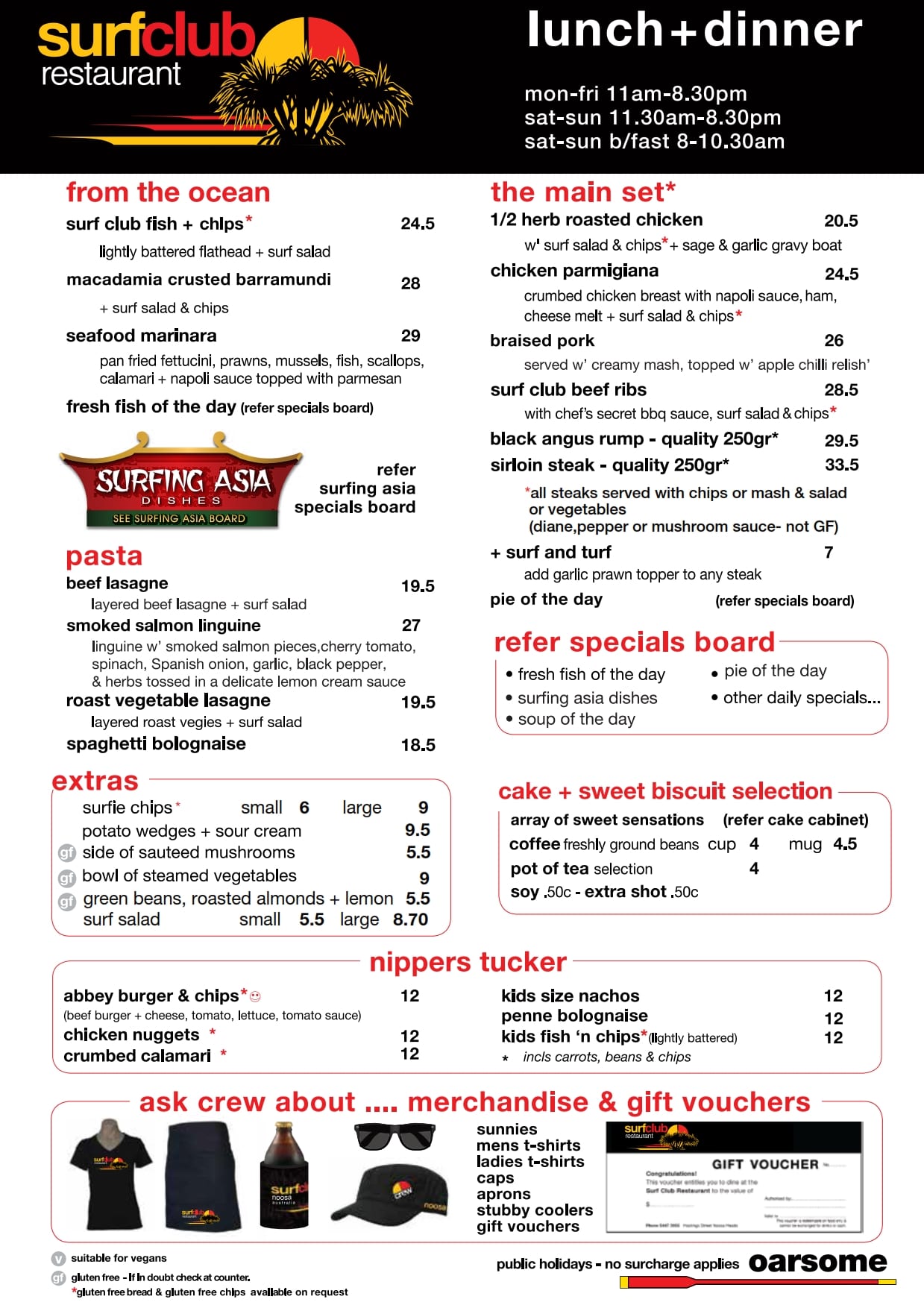 Lunch & Dinner Menu Noosa Heads Surf Lifesaving Club